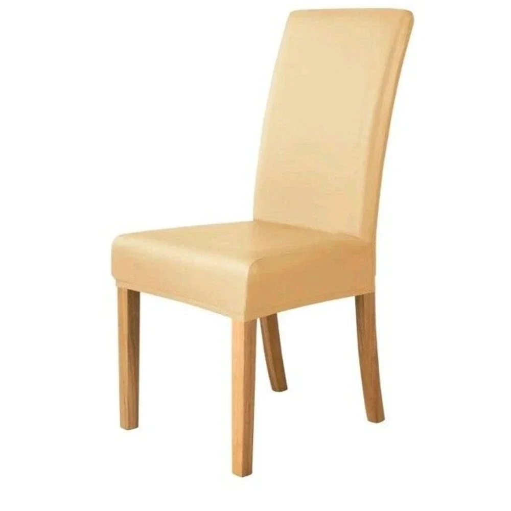 PU Leather Waterproof Stretch Dining Chair Covers, Chair Protector, 2 Beige